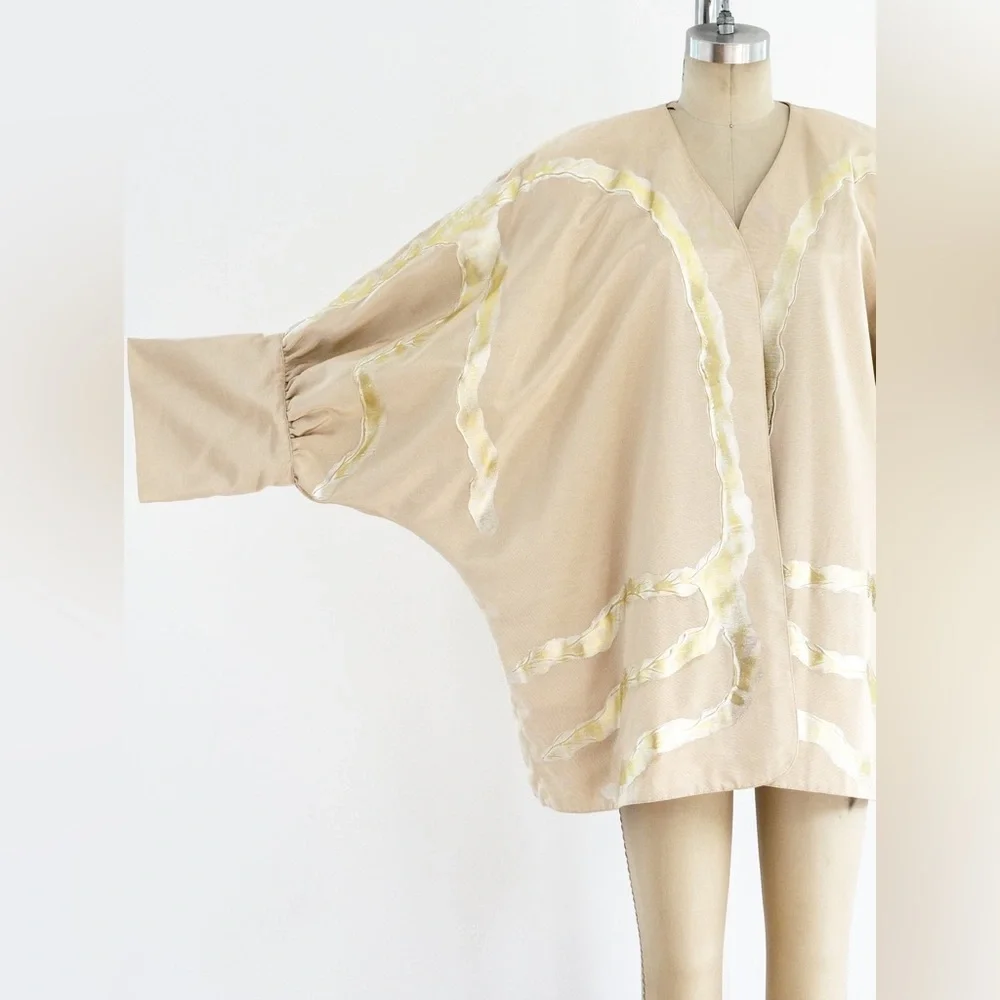 Vtg Terry & Toni 80s Hand-Painted Kimono Jacket Reversible | Artwear Duster OS - Picture 9 of 9